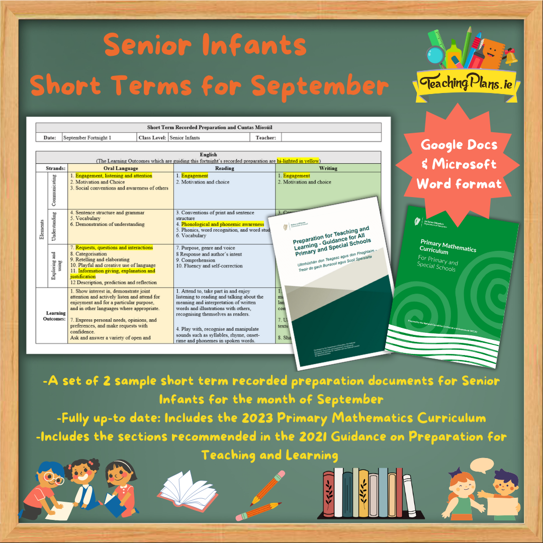 Senior Infants Short Term Recorded Preparation for September