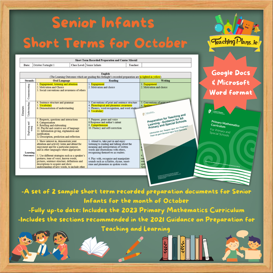 Senior Infants Short Term Recorded Preparation for October