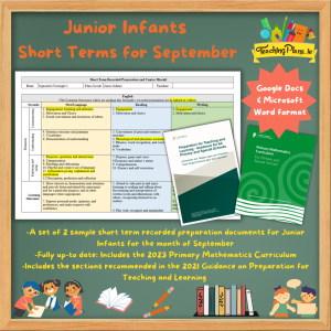 Junior Infants Short Term Recorded Preparation for September