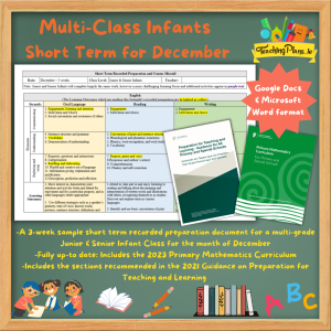 Junior & Senior Infants Short Term Recorded Preparation for December