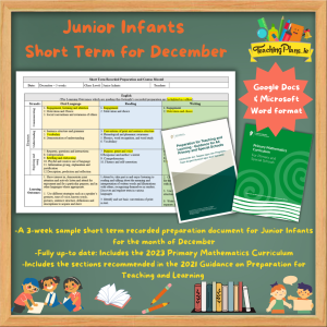 Junior Infants Short Term Recorded Preparation for December