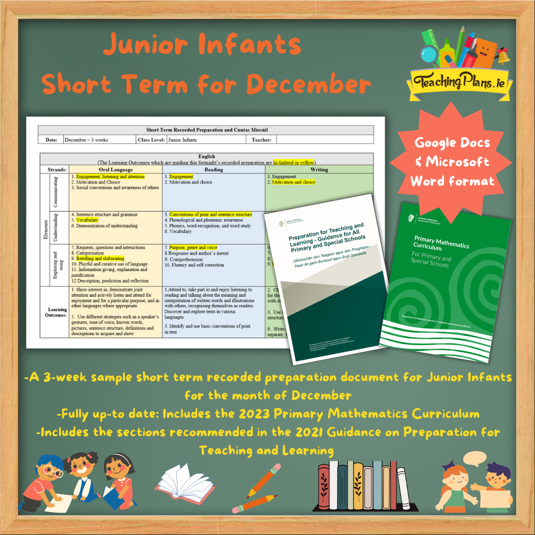 Junior Infants Short Term Recorded Preparation for December