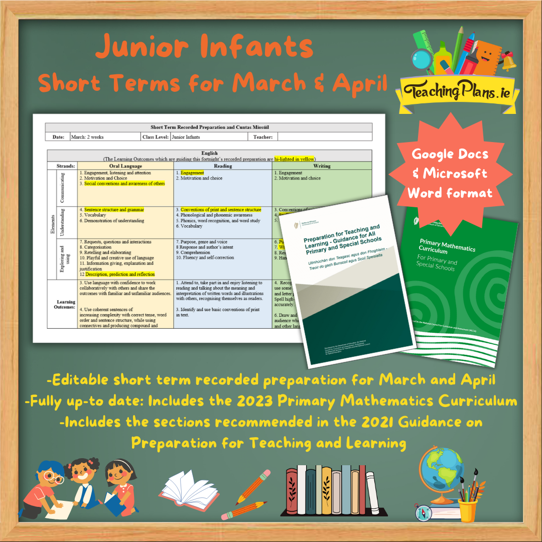 Junior Infants Short Term Recorded Preparation for March & April
